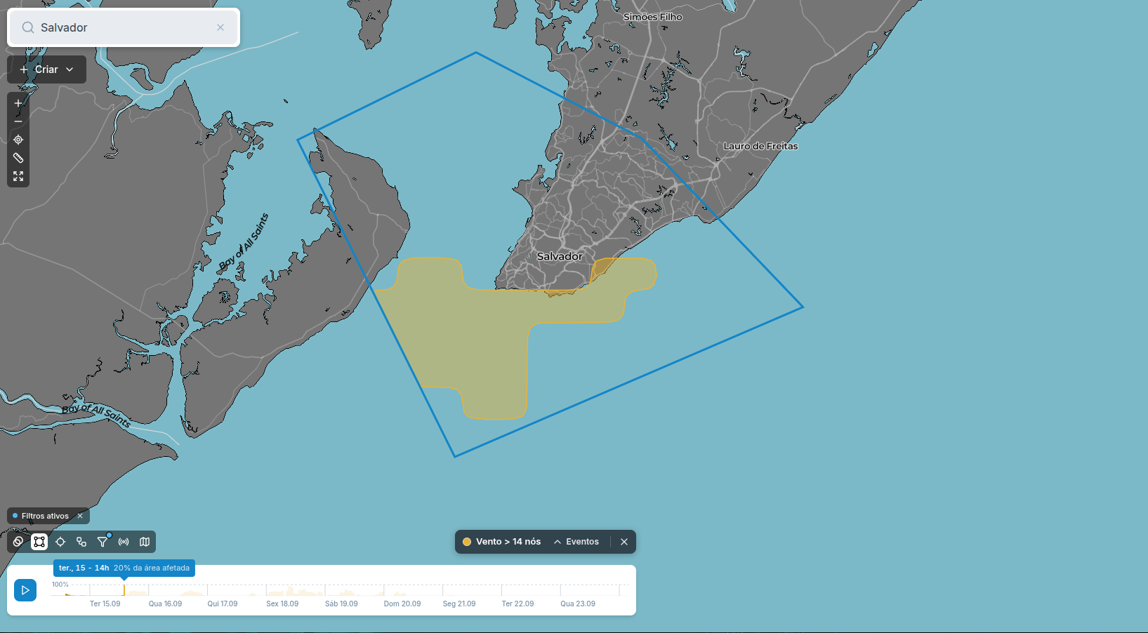 Climate events in the area: see on the map where the condition happens